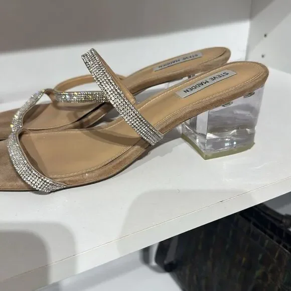 Steve Madden Beige Sandals with Sparkling Straps - Picture 1 of 3